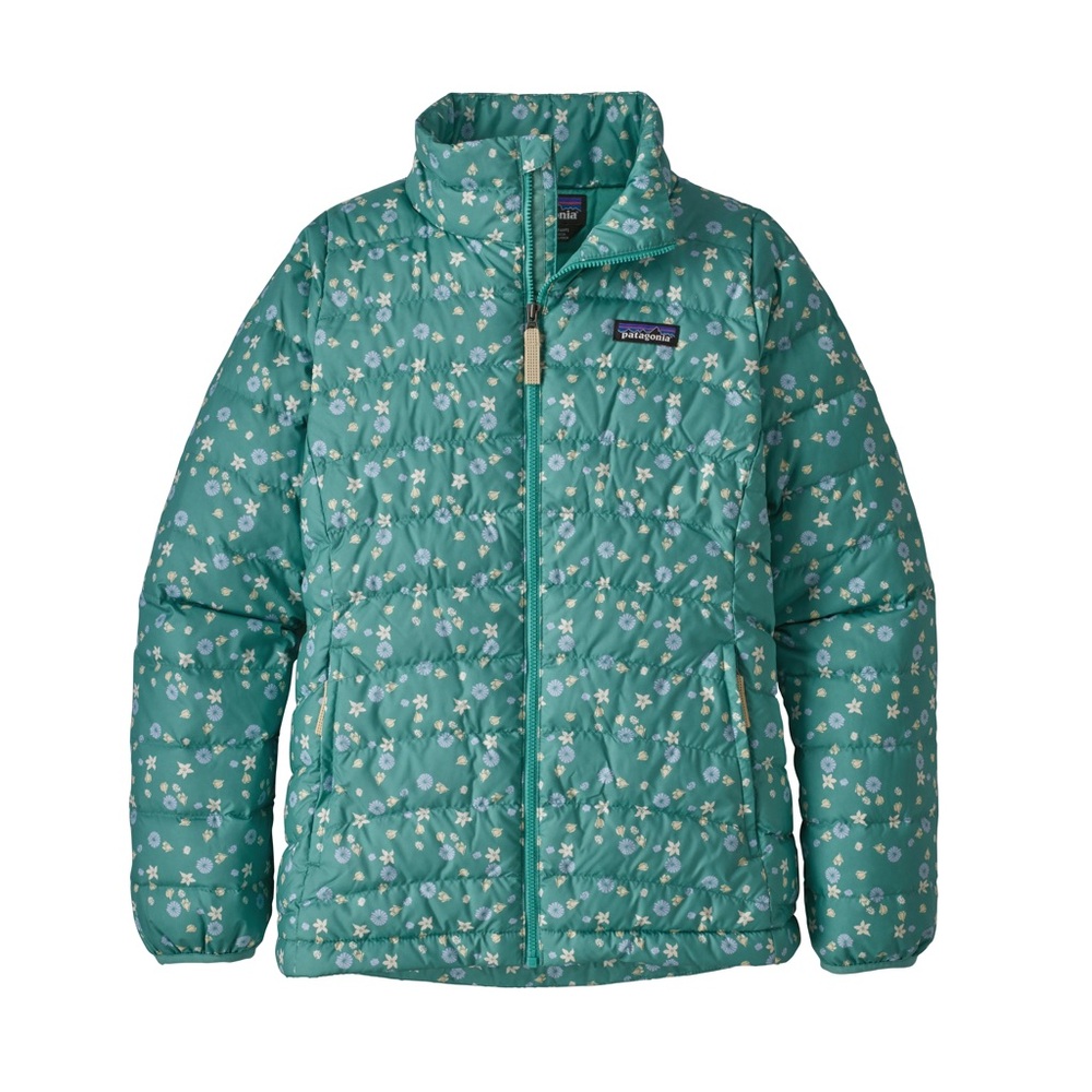 Patagonia Kids Teal Floral Puffer Jacket kids size large